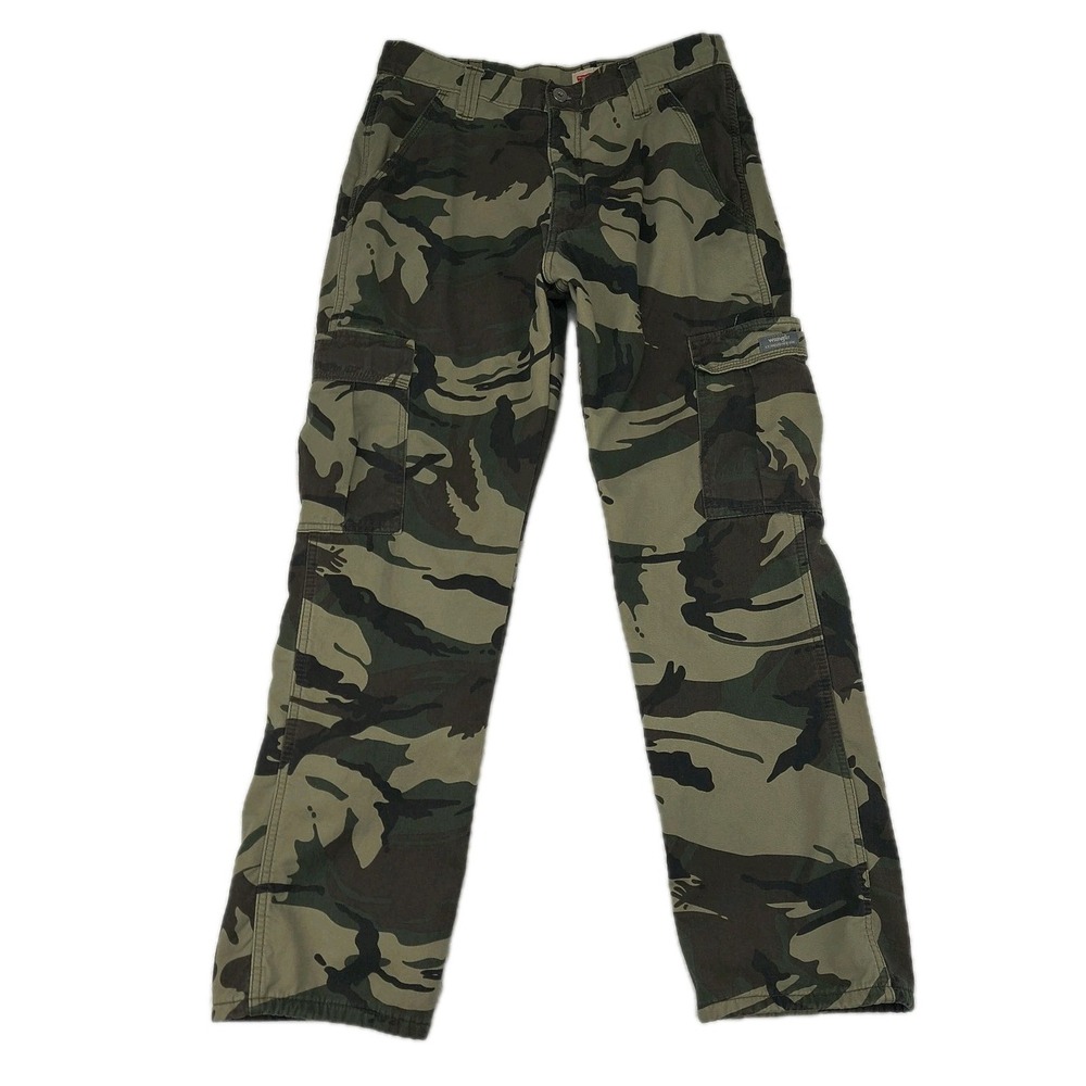 Wrangler‎ Mens Relaxed Fit Fleece Lined Camo Cargo Pants 30x30 Green 70FEW4M